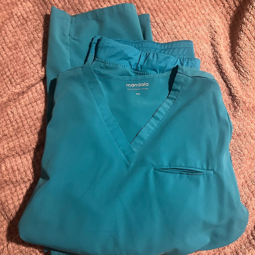 Mandala Teal Scrub Set